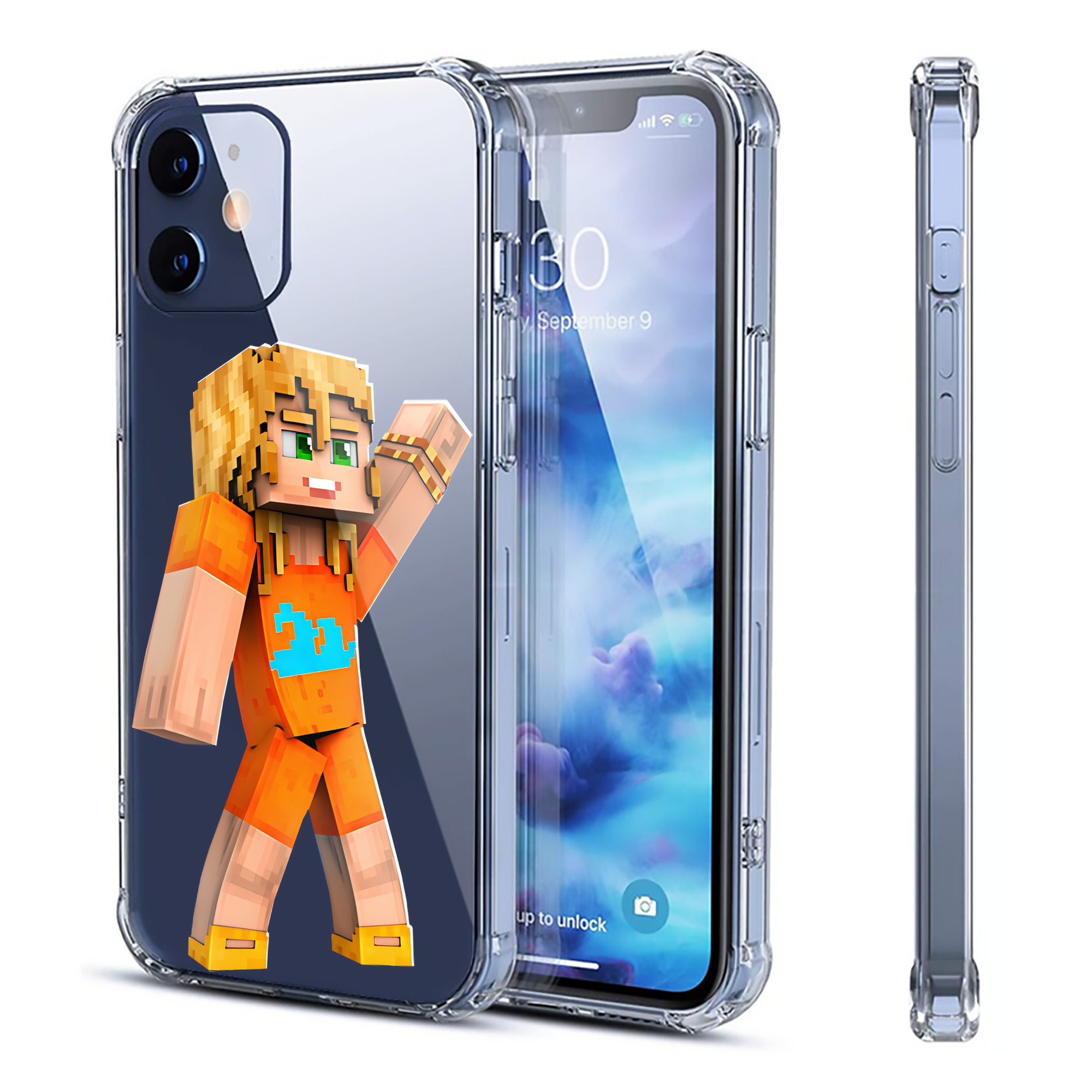 （画像用） マインクラフト ブロックの世界 Minecraft MC Block world 【iPhone 12シリーズ対応】透明スマホケース（クリアソフトケース）